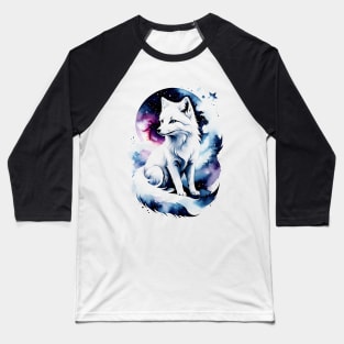 Arctic Fox in Nebula Baseball T-Shirt